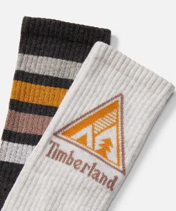 Timberland Men Accessories-2-Pack Quad Stripe Crew Sock- TB0A5Z7PCU4-timberland sale 2