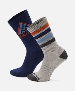 Timberland Men Accessories-2-Pack Quad Stripe Crew Sock- TB0A5Z7P451-timberland store