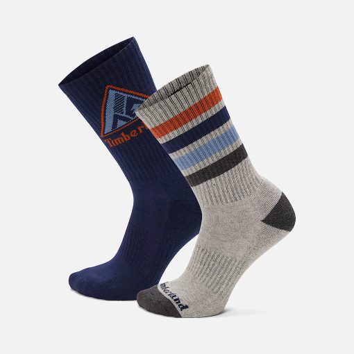 Timberland Men Accessories-2-Pack Quad Stripe Crew Sock- TB0A5Z7P451-timberland store