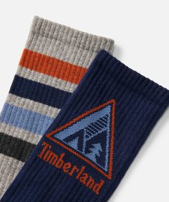 Timberland Men Accessories-2-Pack Quad Stripe Crew Sock- TB0A5Z7P451-timberland store 2