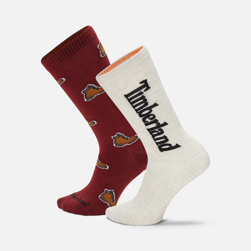 Timberland Men Accessories-2-Pack Timberland® All Over Print Crew Sock- TB0A2PVDEFF-timberland store near me