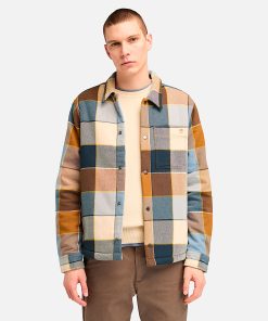 Timberland Men Clothing-Mens High Pile Fleece Lined Plaid Overshirt- TB0A6UX2EI2-timbs men