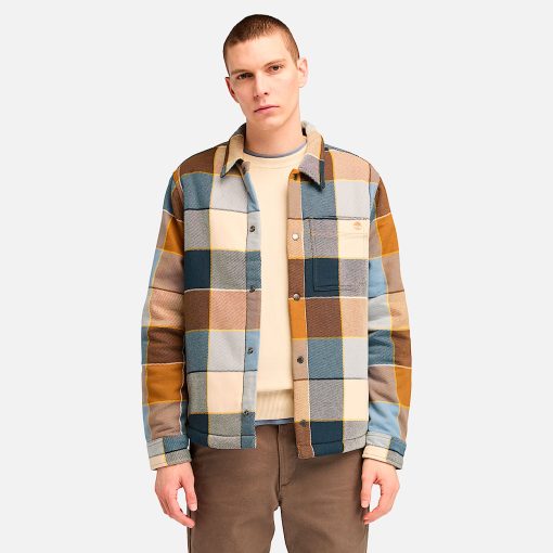 Timberland Men Clothing-Mens High Pile Fleece Lined Plaid Overshirt- TB0A6UX2EI2-timbs men