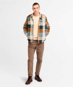 Timberland Men Clothing-Mens High Pile Fleece Lined Plaid Overshirt- TB0A6UX2EI2-timbs men 2