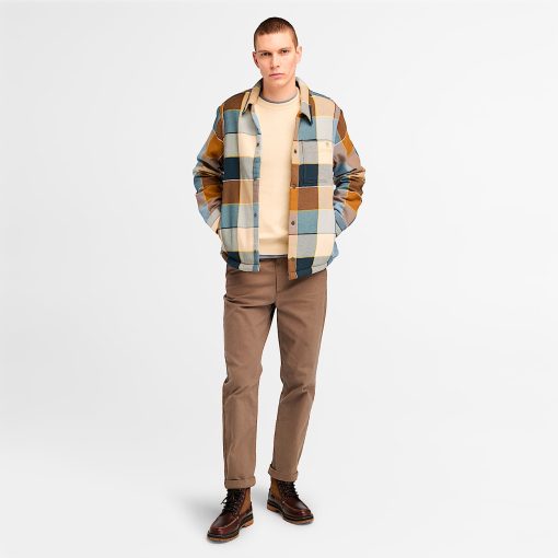 Timberland Men Clothing-Mens High Pile Fleece Lined Plaid Overshirt- TB0A6UX2EI2-timbs men - Image 2