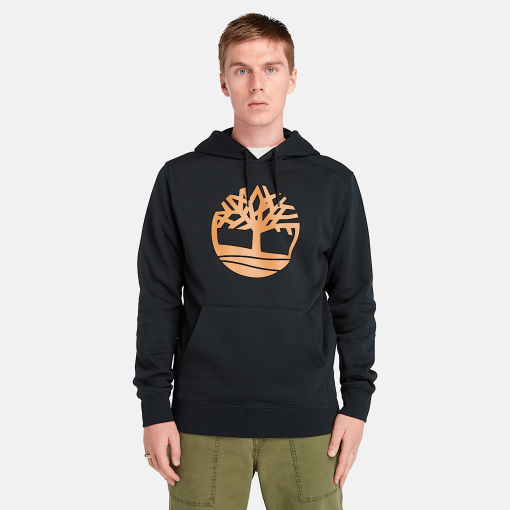 Timberland Men Clothing-Mens Kennebec River Tree Logo Hoodie- TB0A2BJHP56-black timberland