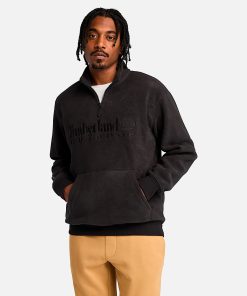 Timberland Men Clothing-Mens Linear Logo Quarter Zip Polartec® Fleece Sweatshirt- TB0A6Y5T001-timbs men