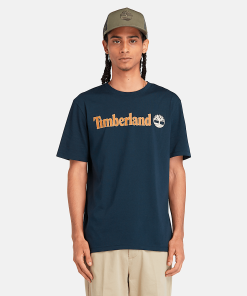 Timberland Men Clothing-Mens Linear Logo Short Sleeve T-Shirt- TB0A5UPQ433-timberland loafers