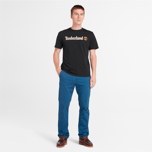 Timberland Men Clothing-Mens Linear Logo Short Sleeve T-Shirt- TB0A5UPQ001-timberland store near me - Image 2