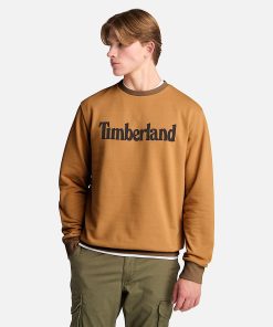 Timberland Sale Men’s Northwood US Wordmark Logo Brushed Back Crew Neck Sweatshirt-Mens Northwood US Wordmark Logo Brushed Back Crew Neck Sweatshirt- TB0A653YP47-black timberland