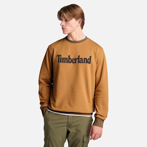 Timberland Sale Men's Northwood US Wordmark Logo Brushed Back Crew Neck Sweatshirt-Mens Northwood US Wordmark Logo Brushed Back Crew Neck Sweatshirt- TB0A653YP47-black timberland