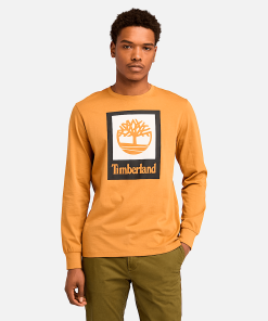 Timberland Men Clothing-Mens Stack Logo Colored Long Sleeve Tee- TB0A5VBBP47-timbs