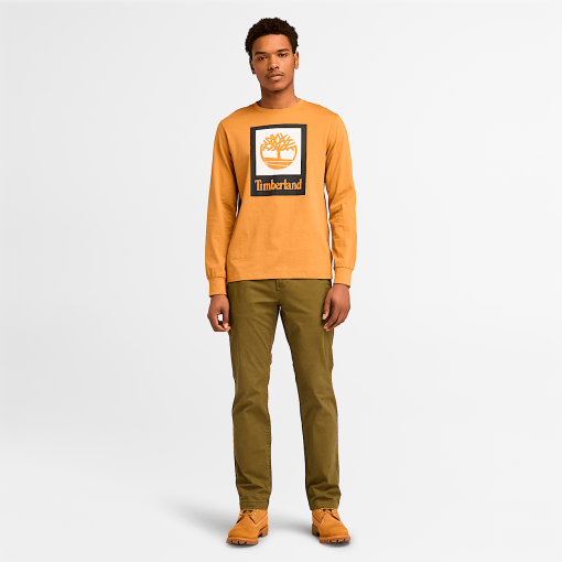 Timberland Men Clothing-Mens Stack Logo Colored Long Sleeve Tee- TB0A5VBBP47-timbs - Image 2