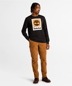 Timberland Men Clothing-Mens Stack Logo Colored Long Sleeve Tee- TB0A5VBB001-black timberland 2