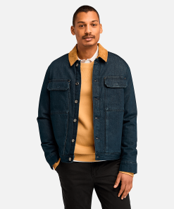 Timberland Men Clothing-Mens Trucker Insulated Denim Jacket- TB0A6UYAH87-timberland near me