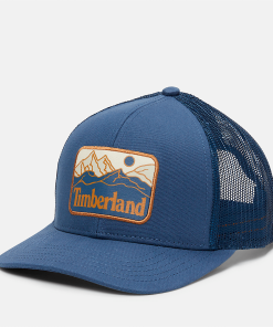 Timberland Men Accessories-Mountain Line Patch Trucker Hat- TB0A2Q52288-black timberland