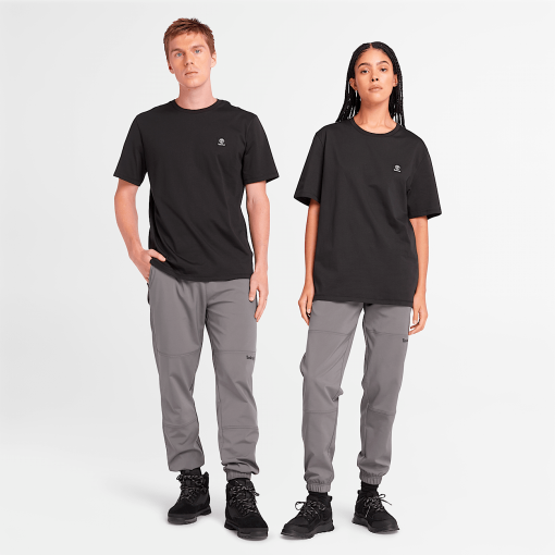 Timberland Featured Collections All Gender Collection-Short Sleeve Woven Badge T-Shirt- TB0A5RCE001-black timberland