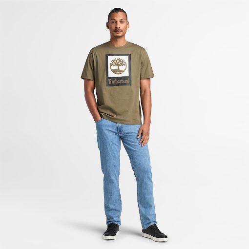 Timberland Men Clothing-Square Stack Logo Short-Sleeve T-Shirt- TB0A5QS2A58-black timberland - Image 2