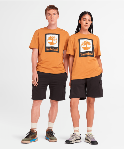 Timberland Men Clothing-Square Stack Logo Short-Sleeve T-Shirt- TB0A5QS2P47-timberland boots near me