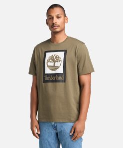 Timberland Men Clothing-Square Stack Logo Short-Sleeve T-Shirt- TB0A5QS2A58-black timberland