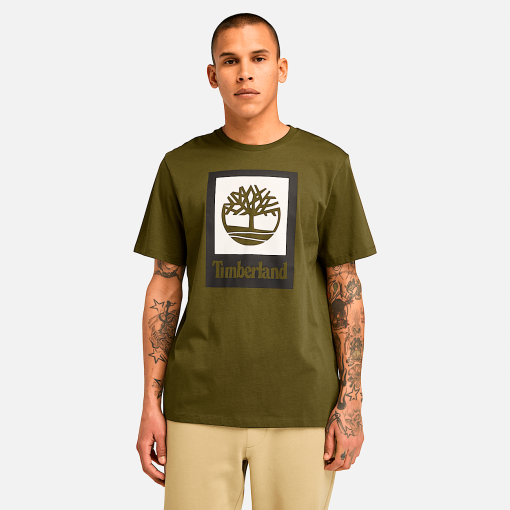 Timberland Featured Collections All Gender Collection-Square Stack Logo Short-Sleeve T-Shirt- TB0A5QS2302-timberland boots near me