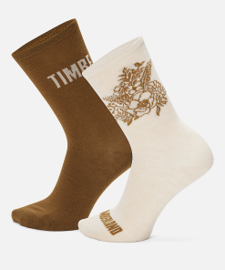 Timberland Women Accessories-Womens 2-Pack Timberland® Floral Crew Sock- TB0A5ZDX280-timberland boots near me