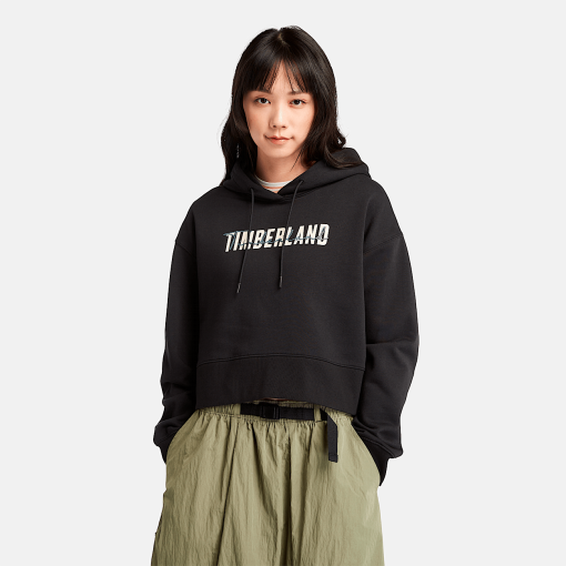 Timberland Women Clothing-Womens Brushed-Back Logo Hoodie- TB0A5XWU001-timberland boots near me