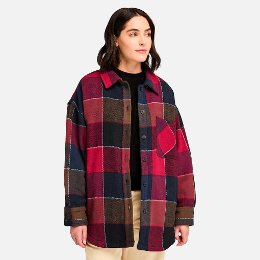 Timberland Women Clothing-Womens Heavy Flannel Long Overshirt- TB0A5ZM7V82-timbs