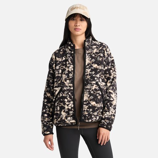 Timberland Women Clothing-Womens Printed Full-Zip High Pile Fleece Jacket- TB0A5ZUQEFV-timberlands