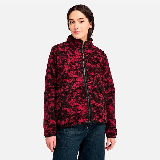 Timberland Women Clothing-Womens Printed Full-Zip High Pile Fleece Jacket- TB0A5ZUQEFY-timbs men