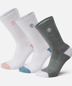 Timberland Women Accessories-Womens Sagamore Beach 3-Pack Half Cushion Crew Sock- TB0A1EVEM05-timberland boots near me