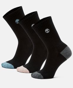 Timberland Women Accessories-Womens Sagamore Beach 3-Pack Half-Cushioned Crew Socks- TB0A1EVE015-timberland loafers