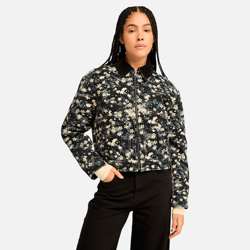 Timberland Women Clothing-Womens Strafford Quilted Washed Canvas Printed Jacket- TB0A5ZSUEFV-timberlands