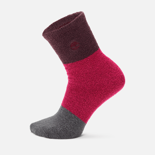 Timberland Women Accessories-Womens Timberland® Color Block Fuzzy Shortie Crew Sock- TB0A61D6501-timberland boots near me