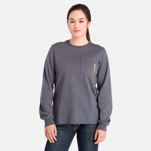 Timberland Timberland PRO® Women's Workwear-Womens Timberland PRO® Cotton Core Flame-Resistant Long-Sleeve T-Shirt- TB0A6DFF003-timberland near me