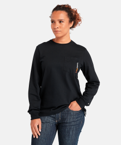 Timberland Timberland PRO® Women’s Workwear-Womens Timberland PRO® Cotton Core Flame-Resistant Long-Sleeve T-Shirt- TB0A6DFF001-timberland near me