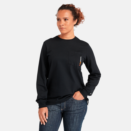 Timberland Timberland PRO® Women's Workwear-Womens Timberland PRO® Cotton Core Flame-Resistant Long-Sleeve T-Shirt- TB0A6DFF001-timberland near me